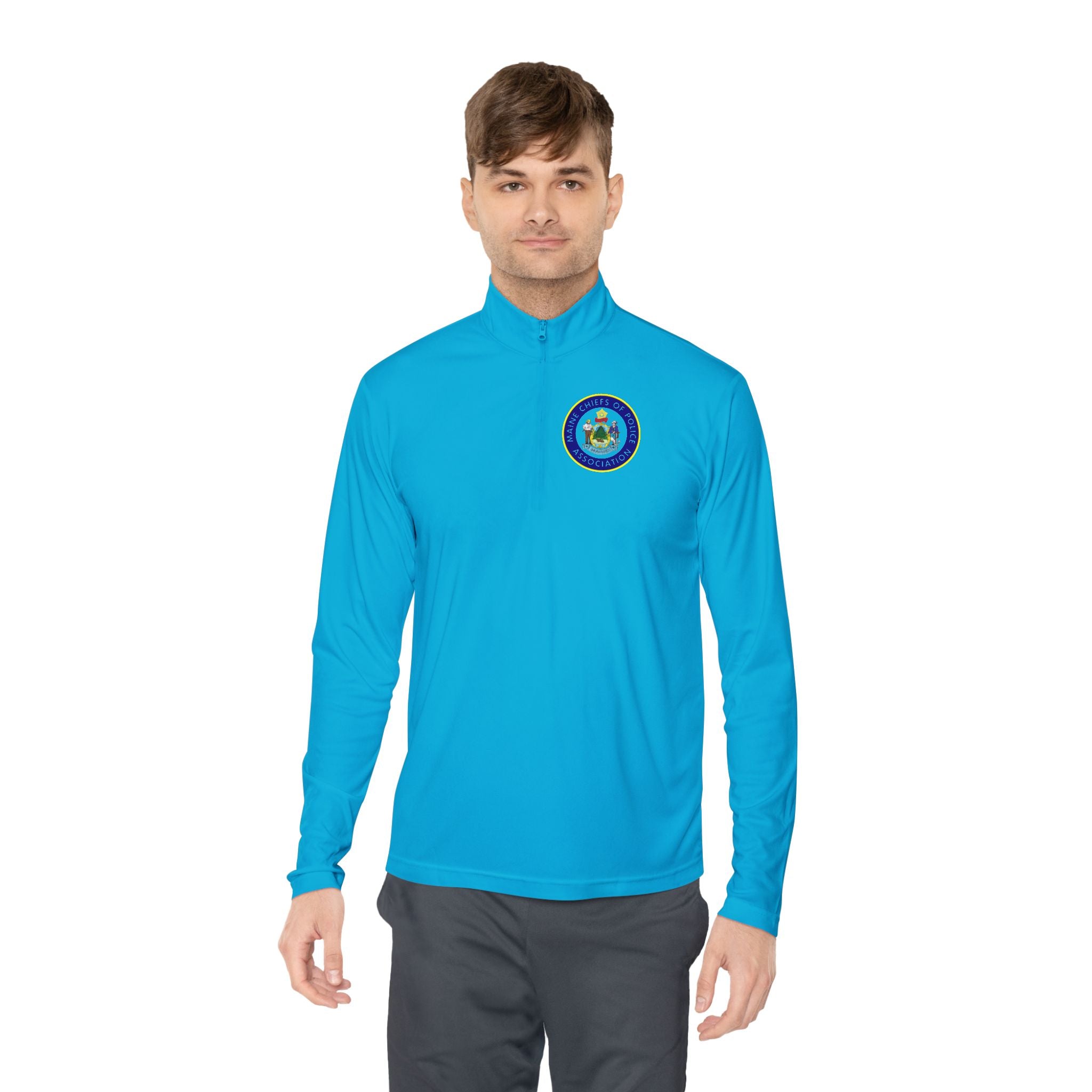 Quarter-Zip Pullover — Retro Floral Badge Embroidered Pullover