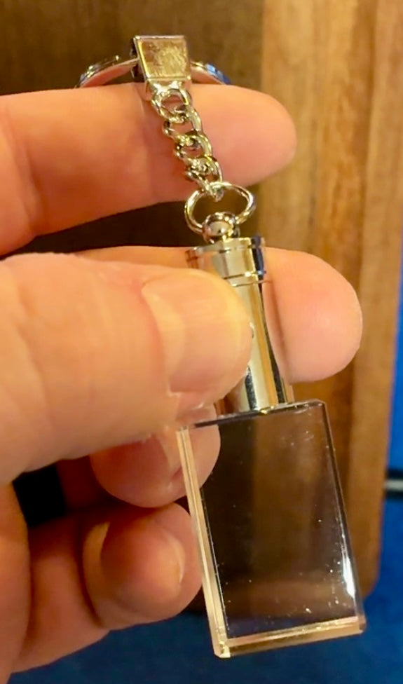 Rectangle light up 3D Crystal Keychain 1.2" × 0.8" × 0.6"