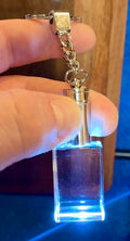 Rectangle light up 3D Crystal Keychain 1.2" × 0.8" × 0.6"