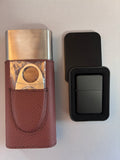 Rustic/Silver Laserable Leatherette Cigar Case with Cutter