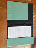 9 1/2"x12" Blue/Silver Laserable Leatherette / Black Canvas Portfolio w/Notepad