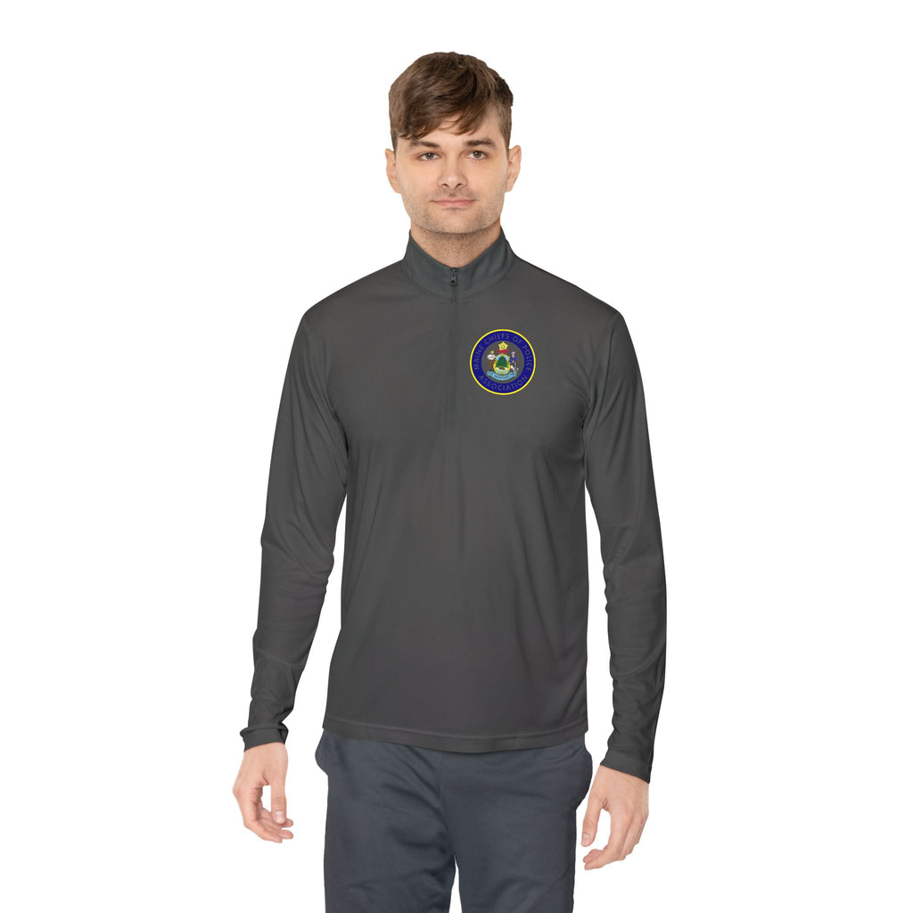 Quarter-Zip Pullover — Retro Floral Badge Embroidered Pullover