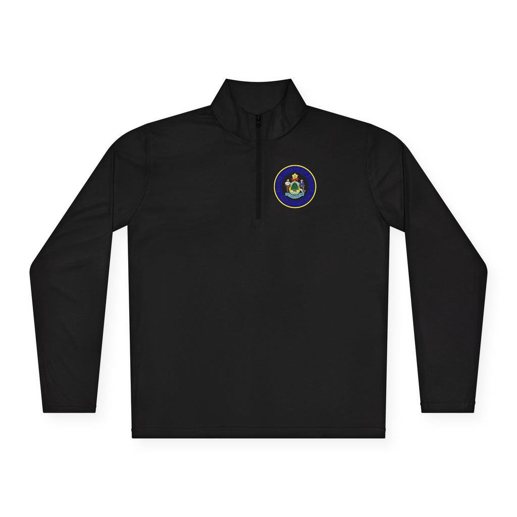 Quarter-Zip Pullover — Retro Floral Badge Embroidered Pullover