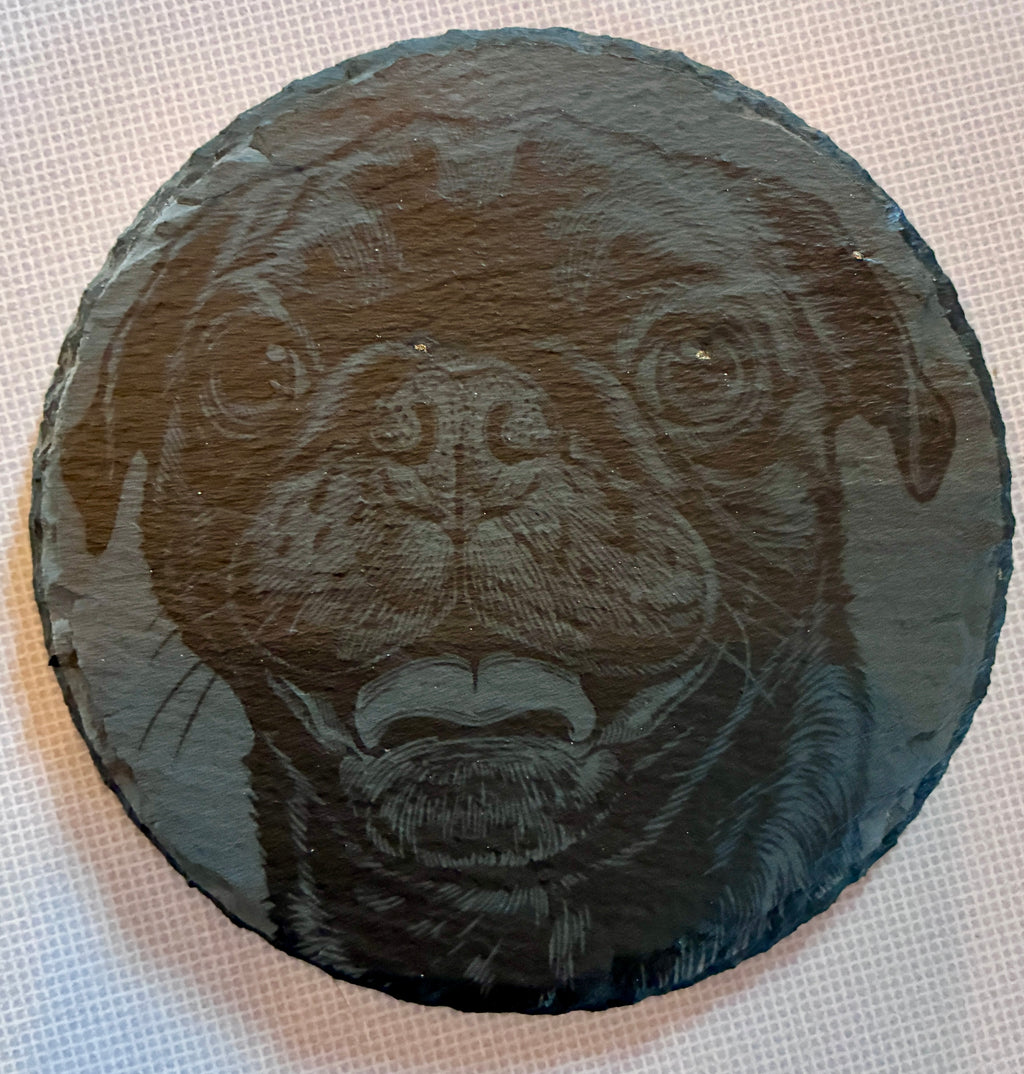 Custom slate round coaster "Full portrait price"